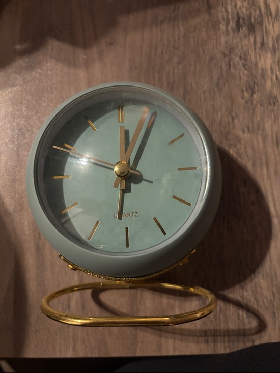Other - Quartz Mint Green Table Clock with Gold Accents